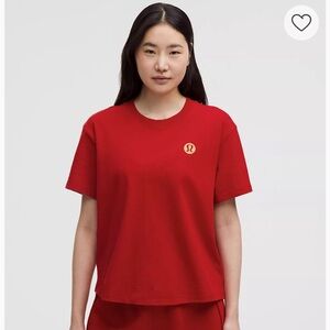 Lululemon Lunar New Year Relaxed Fit Cotton Jersey Tee Dark Red Size 10